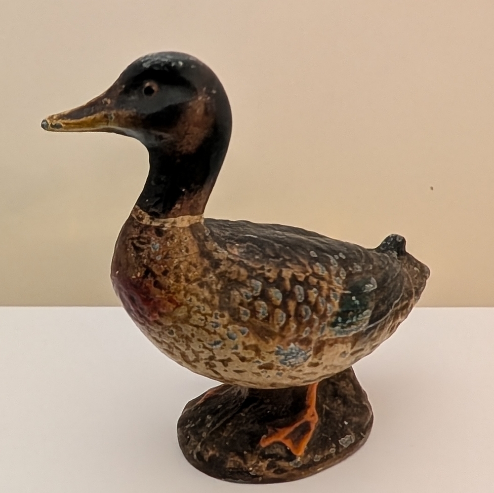 Antique Hubley Style Hand Painted Cast Iron Mallard Duck